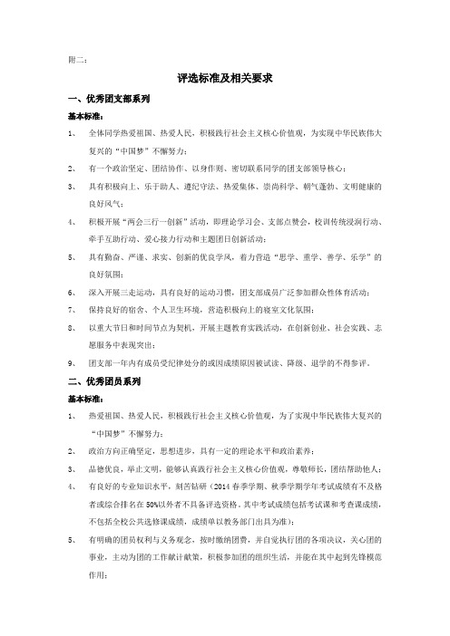 评选标准及相关要求