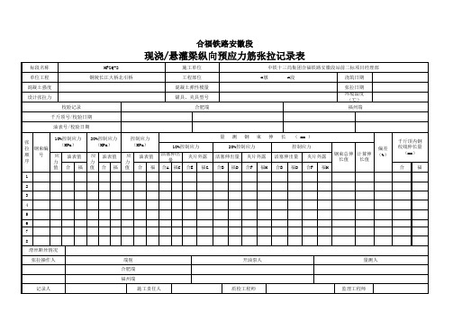 现浇∕悬灌梁纵向预应力筋张拉记录表