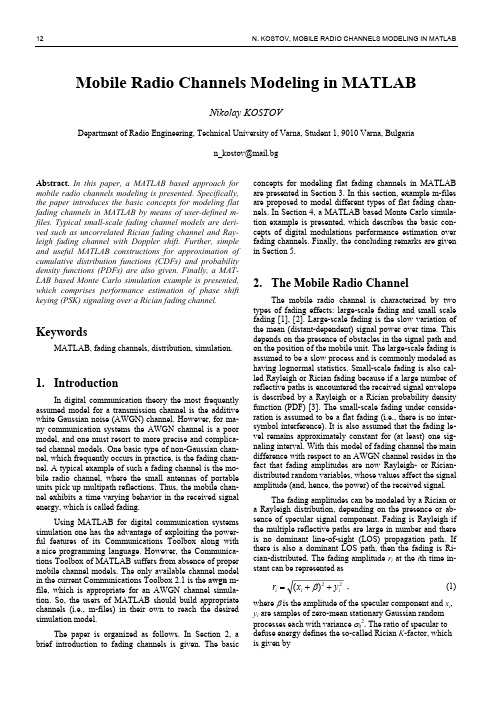 Mobile radio channels modeling in Matlab
