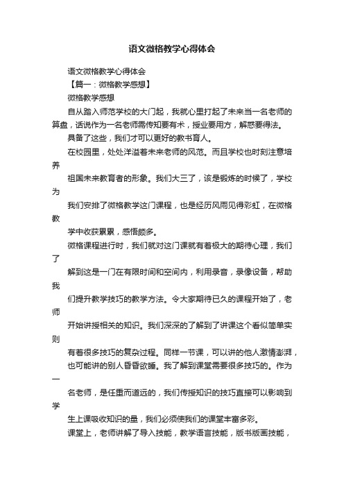 语文微格教学心得体会