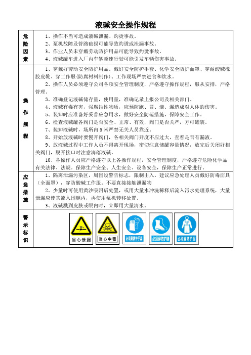 液碱安全操作规程