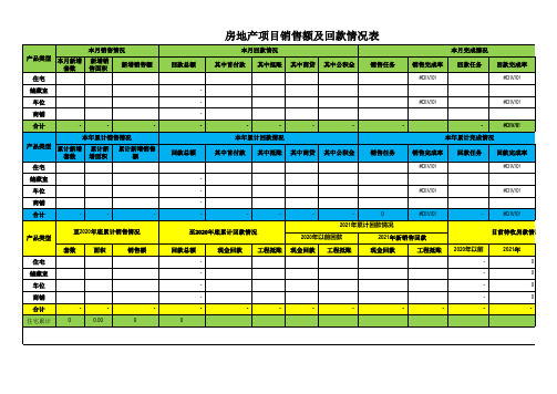 房地产项目销售及回款明细表