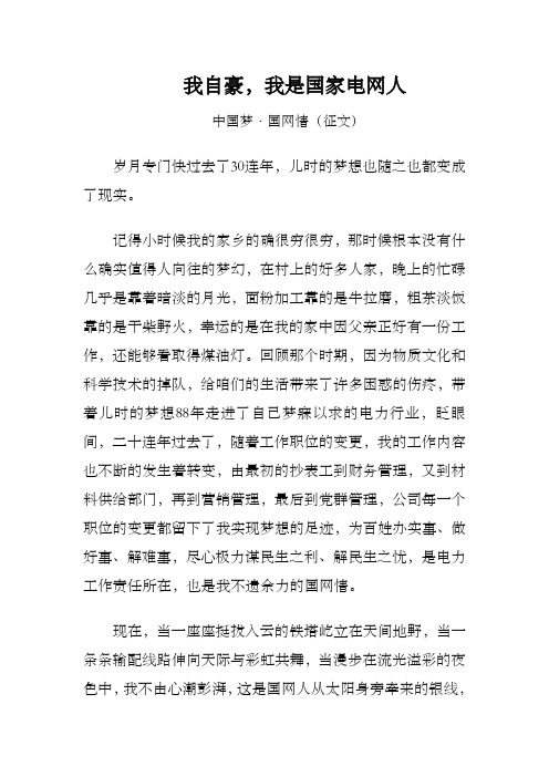 我自豪,我是国家电网人