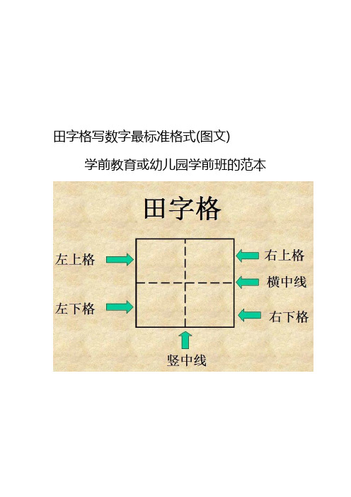 田字格写数字最标准格式(图文)--学前教育或幼儿园学前班的范本