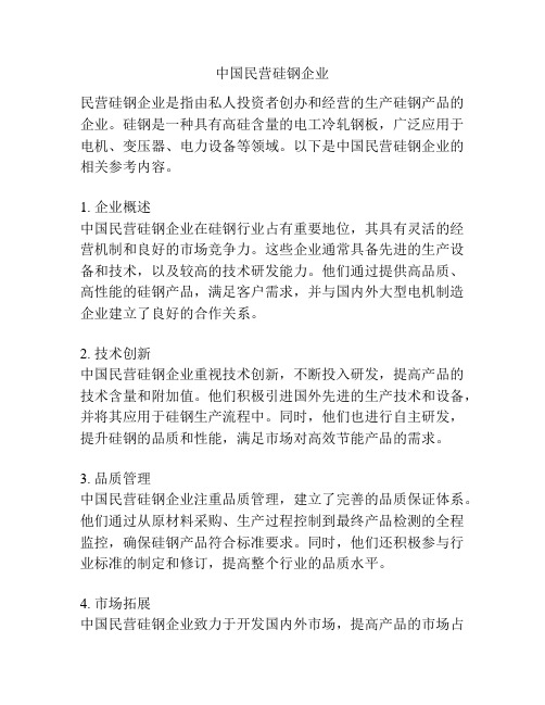 中国民营硅钢企业