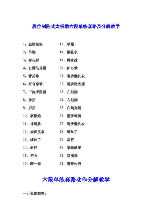 段位制陈式太极拳五段和六段单练套路及分解教学