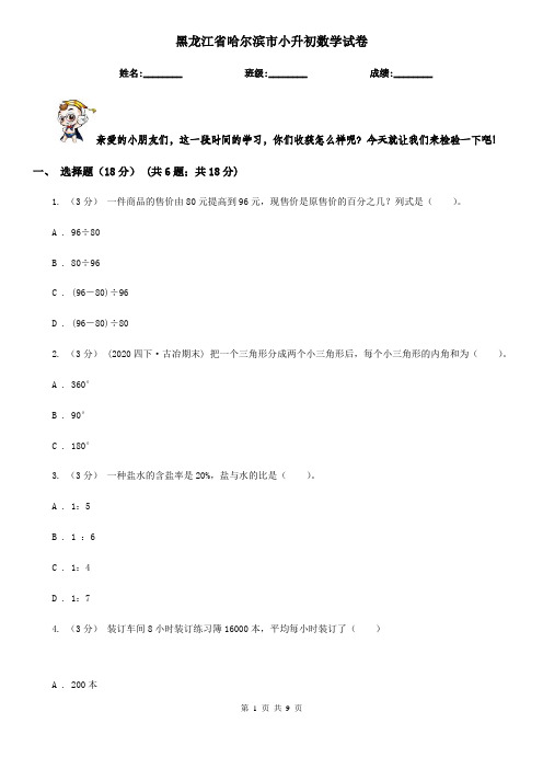 黑龙江省哈尔滨市小升初数学试卷