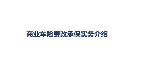 车辆保险费改实务介绍-汽车4S店维修连锁门店