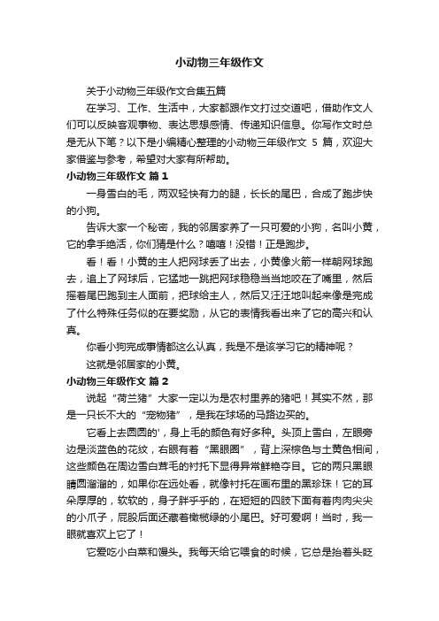 关于小动物三年级作文合集五篇