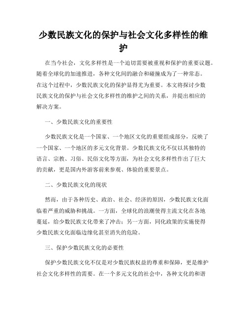 少数民族文化的保护与社会文化多样性的维护