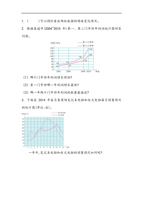 人教版数学五(下)课课练(含答案)：8.2 复式拆线统计图(1)