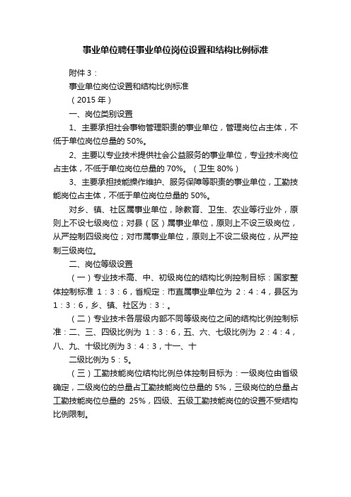 事业单位聘任事业单位岗位设置和结构比例标准