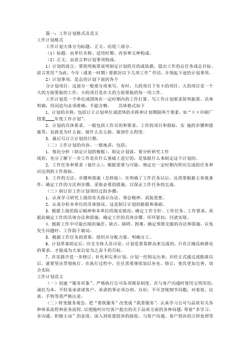 工作计划格式及范文(共7篇)