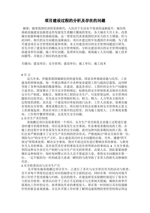 项目建设过程的分析及存在的问题