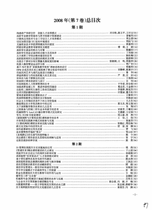 2008年(第7卷)总目次