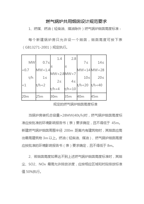 燃气锅炉共用烟囱设计规范要求