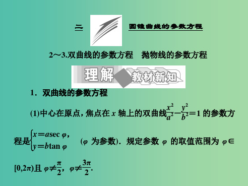 高中数学 第二讲 二 圆锥曲线的参数方程 2-3 双曲线的参数方程 抛物线的参数方程课件 新人教A版