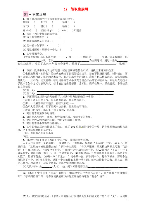 九年级语文上册 第五单元 17《智取生辰纲》练习 (新版)新人教版