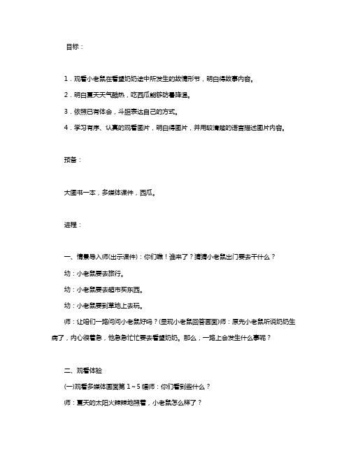 幼儿园小班优秀语言公布课教案《大西瓜》含反思