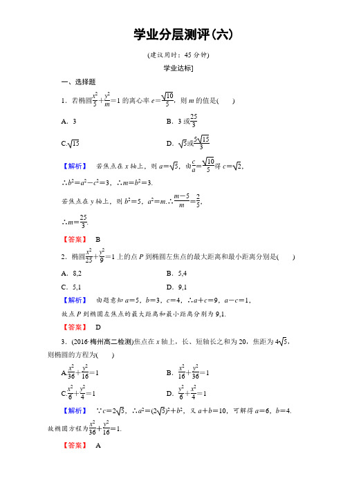 2016-2017学年北师大版高中数学选修1-1学业分层测评6