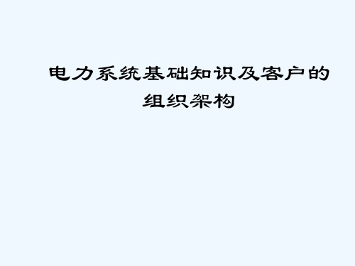 电力基础知识及客户组织架构