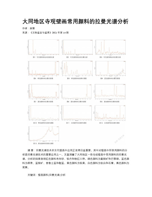 大同地区寺观壁画常用颜料的拉曼光谱分析