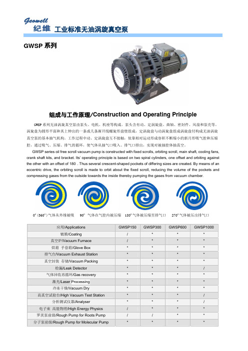 GWSP系列无油涡旋真空泵介绍(中英文)