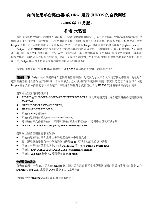 使用逻辑路由器进行JUNOS练习v1