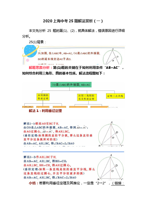 2020上海中考25题解法赏析（一）