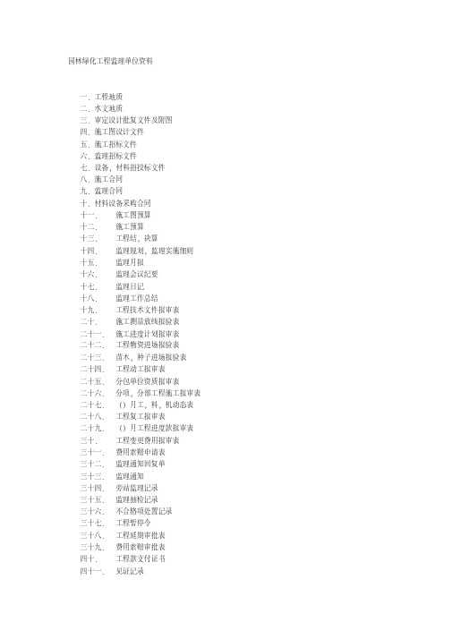 园林绿化工程监理单位资料