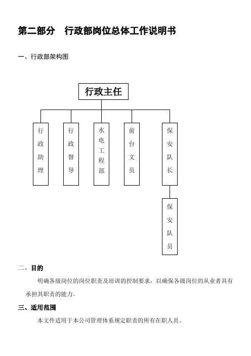 行政部、后勤保障部-岗位职责