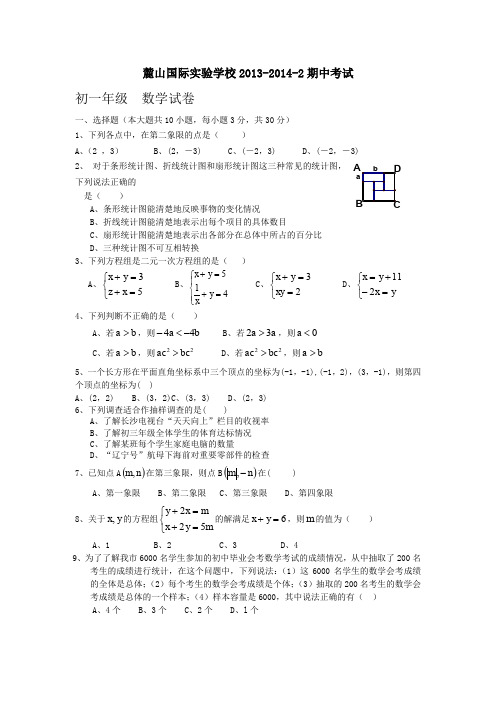 长沙市麓山国际实验学校七年级下期中考试数学试卷