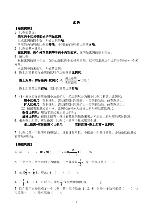 最新苏教版六年级数学下册比例与比例尺知识与练习