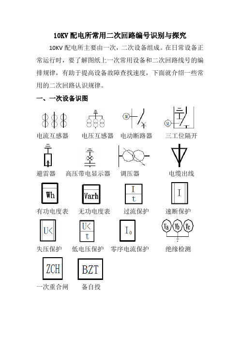 10KV配电所常用二次回路编号识别与探究—配电通