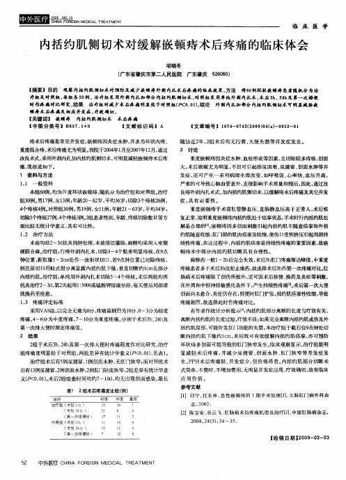 内括约肌侧切术对缓解嵌顿痔术后疼痛的临床体会