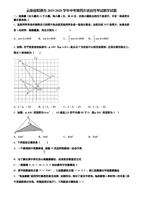 云南省昭通市2019-2020学年中考第四次适应性考试数学试题含解析