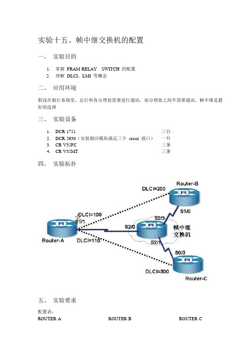 实验十五、帧中继交换机的配置