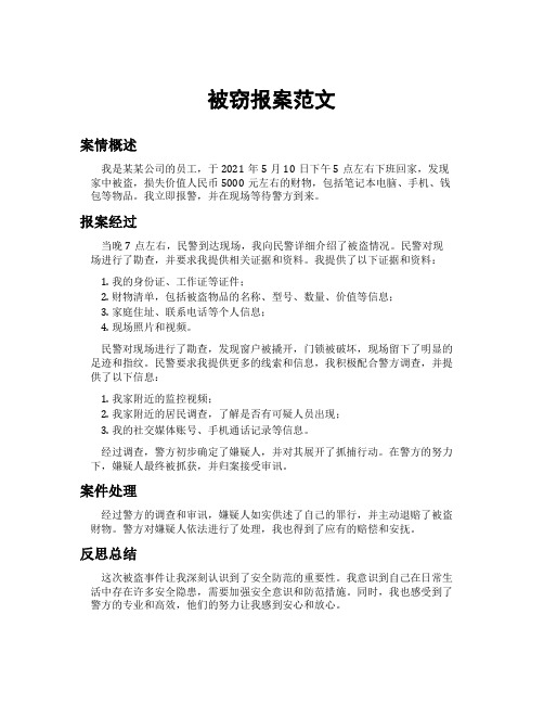 被窃报案范文