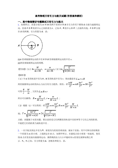 高考物理万有引力与航天试题(有答案和解析)