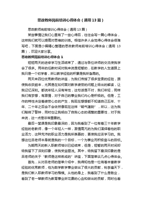 思政教师岗前培训心得体会（通用13篇）