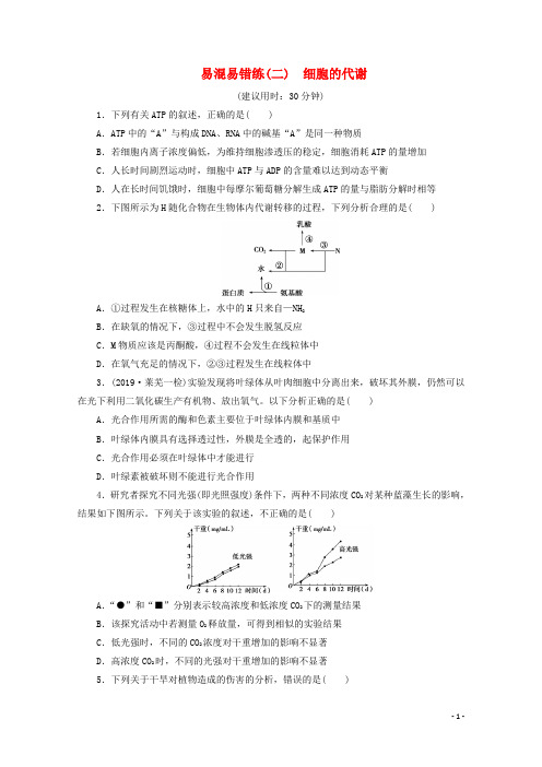 京津鲁琼版2020版新高考生物三轮复习易混易错练二细胞的代谢含解析20191024261