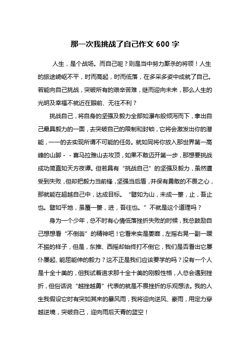 那一次我挑战了自己作文600字