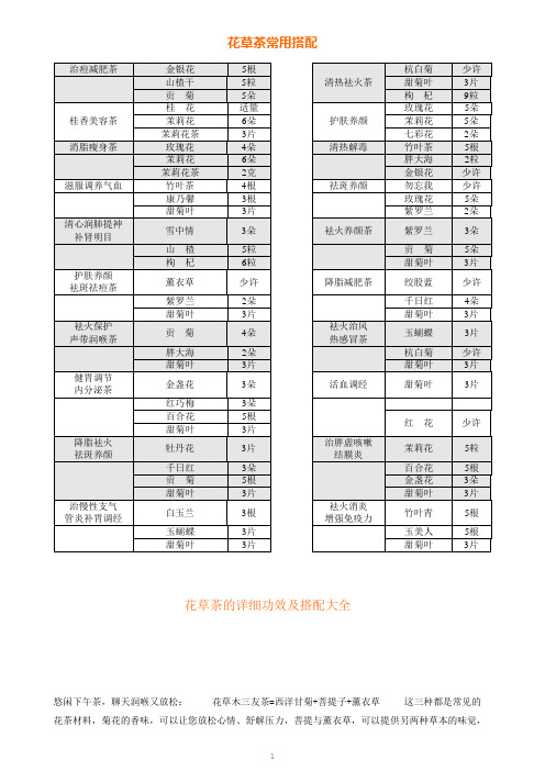 花草茶常用搭配