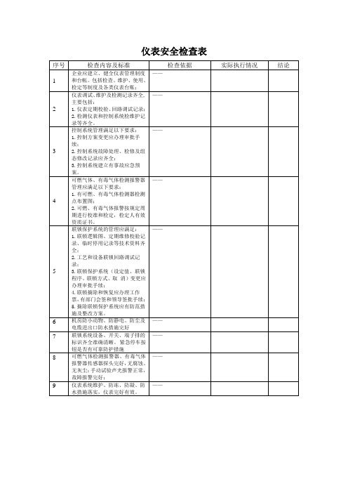 专项-仪表安全检查表