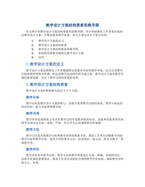 教学设计方案结构要素思维导图