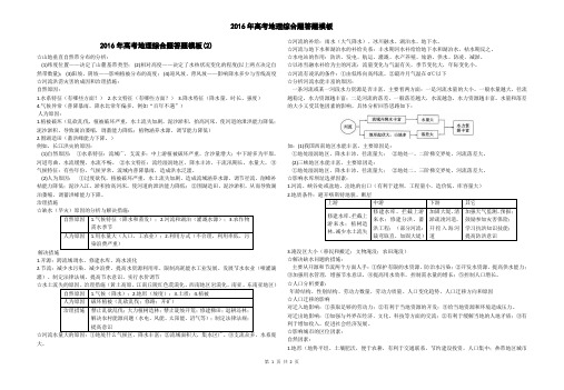 2016年高考地理综合题答题模版(2)