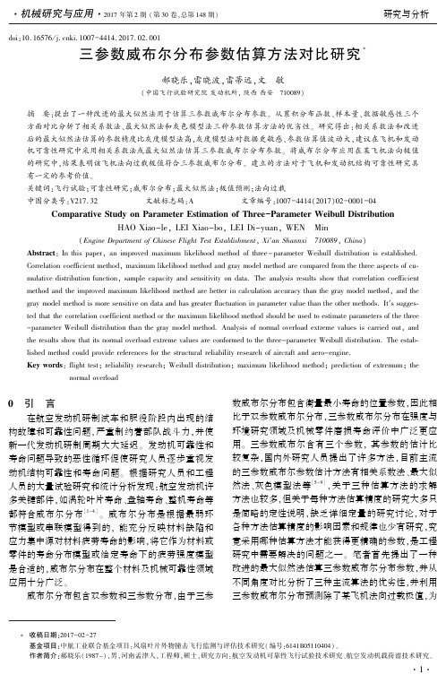 三参数威布尔分布参数估算方法对比研究