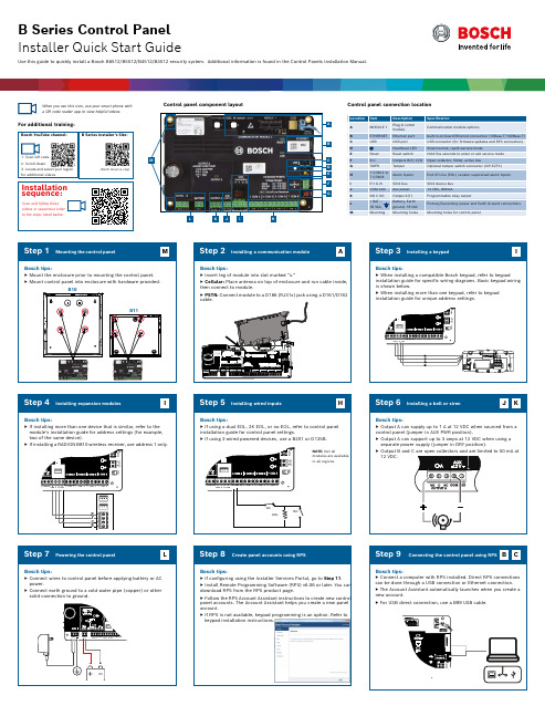 博世B6512 B5512 B4512 B351控制面板快速安装指南说明书