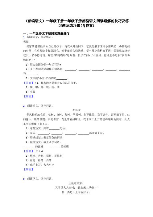 一年级(部编语文)一年级下册一年级下册部编语文阅读理解的技巧及练习题及练习题(含答案)