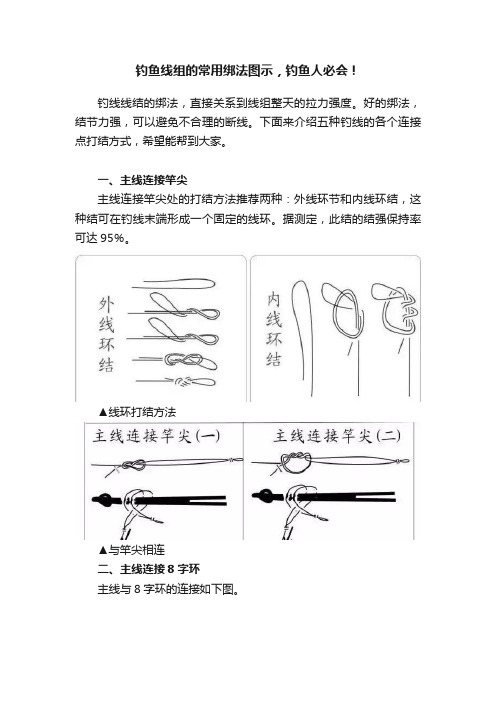 钓鱼线组的常用绑法图示，钓鱼人必会！